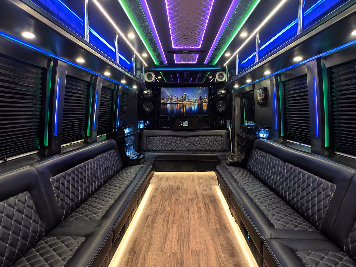 kent 25 passenger party bus interior