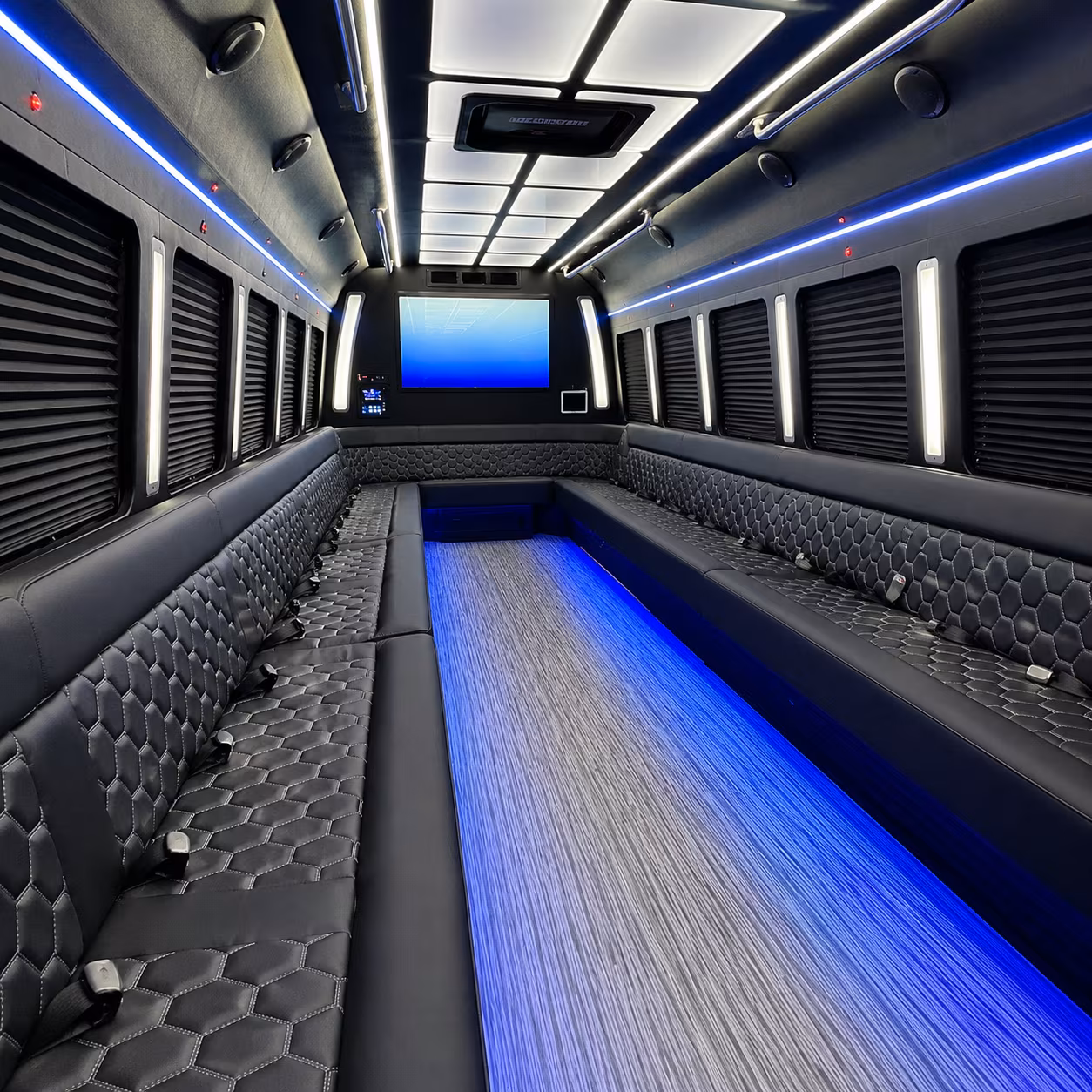 kent 50 passenger party bus inside